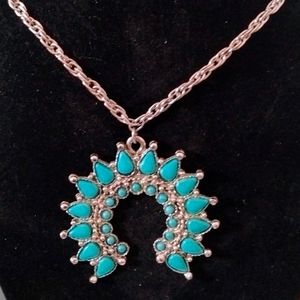 Vintage Sancrest Squash Blossom Pendant Necklace & Earrings